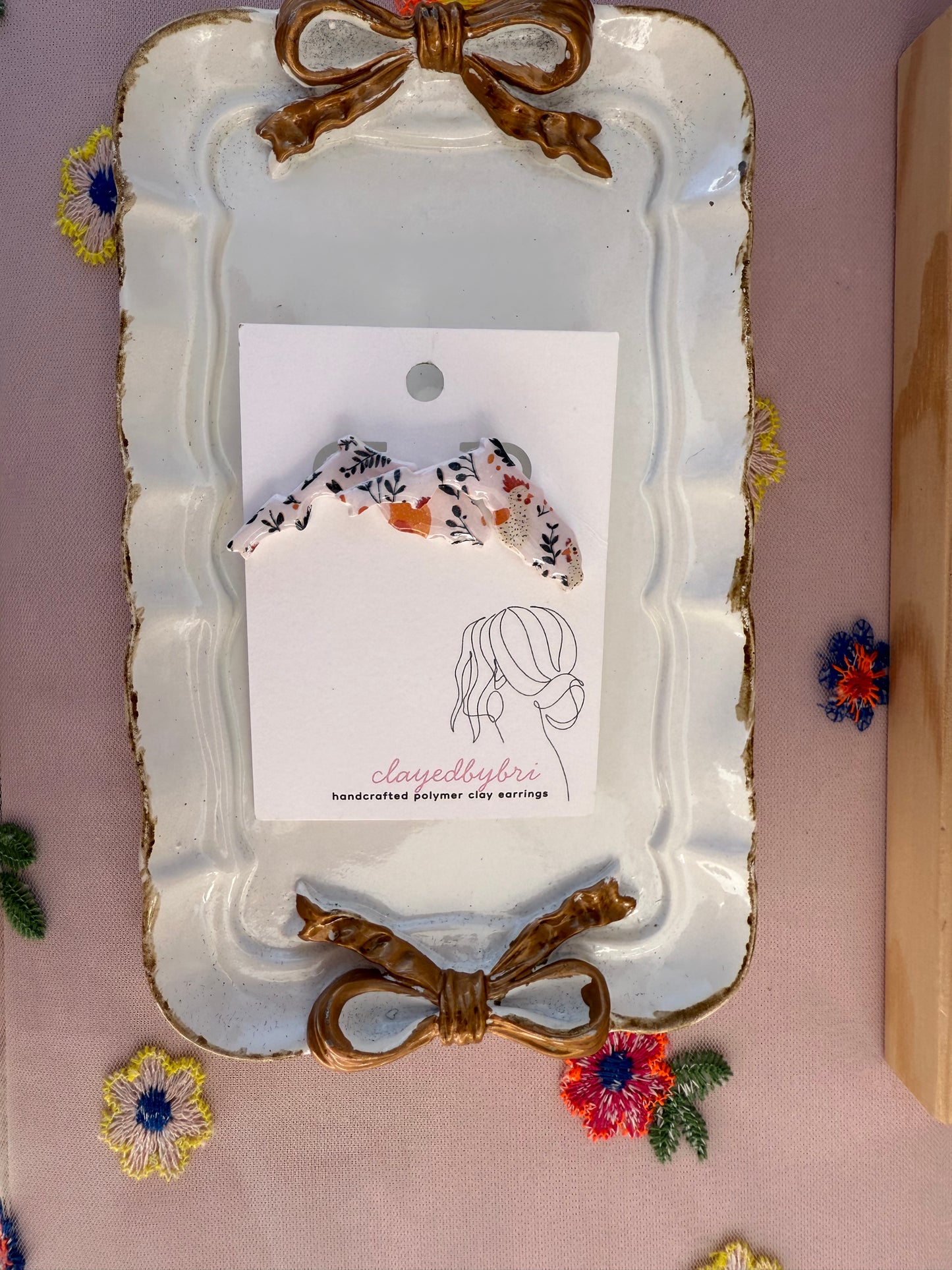 Rooster Patterned Florida Studs