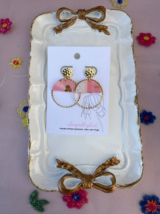 Light and Dark Pink Half Circle Dangles