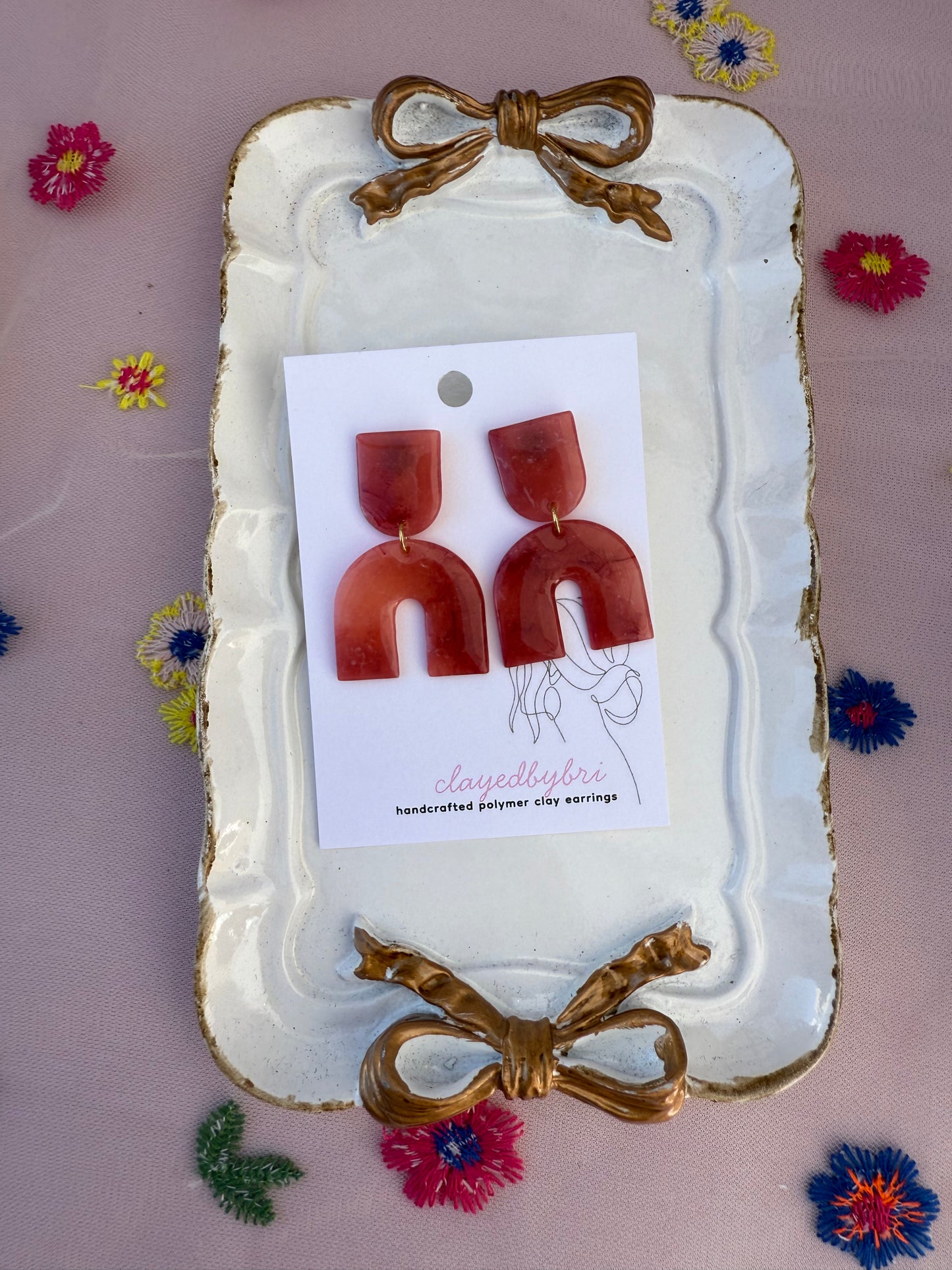 Red and Orange Marbled Dangles