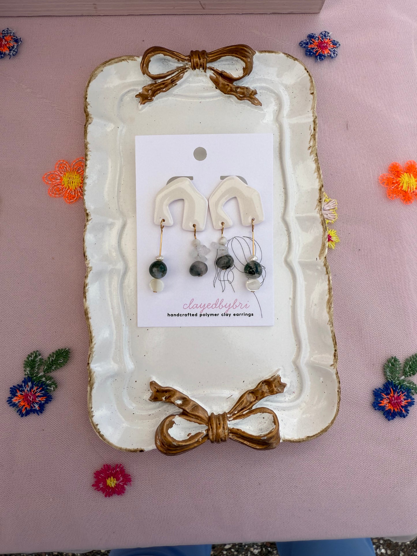 White Dangles with Beads