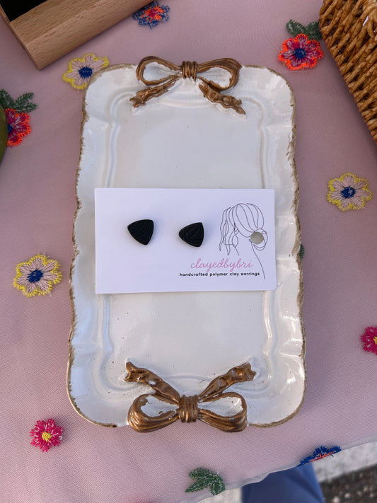 Black Triangle Shaped Patterned Studs