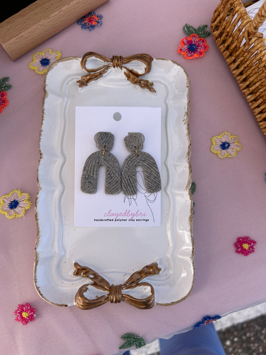 Gray Patterned Dangle Earrings