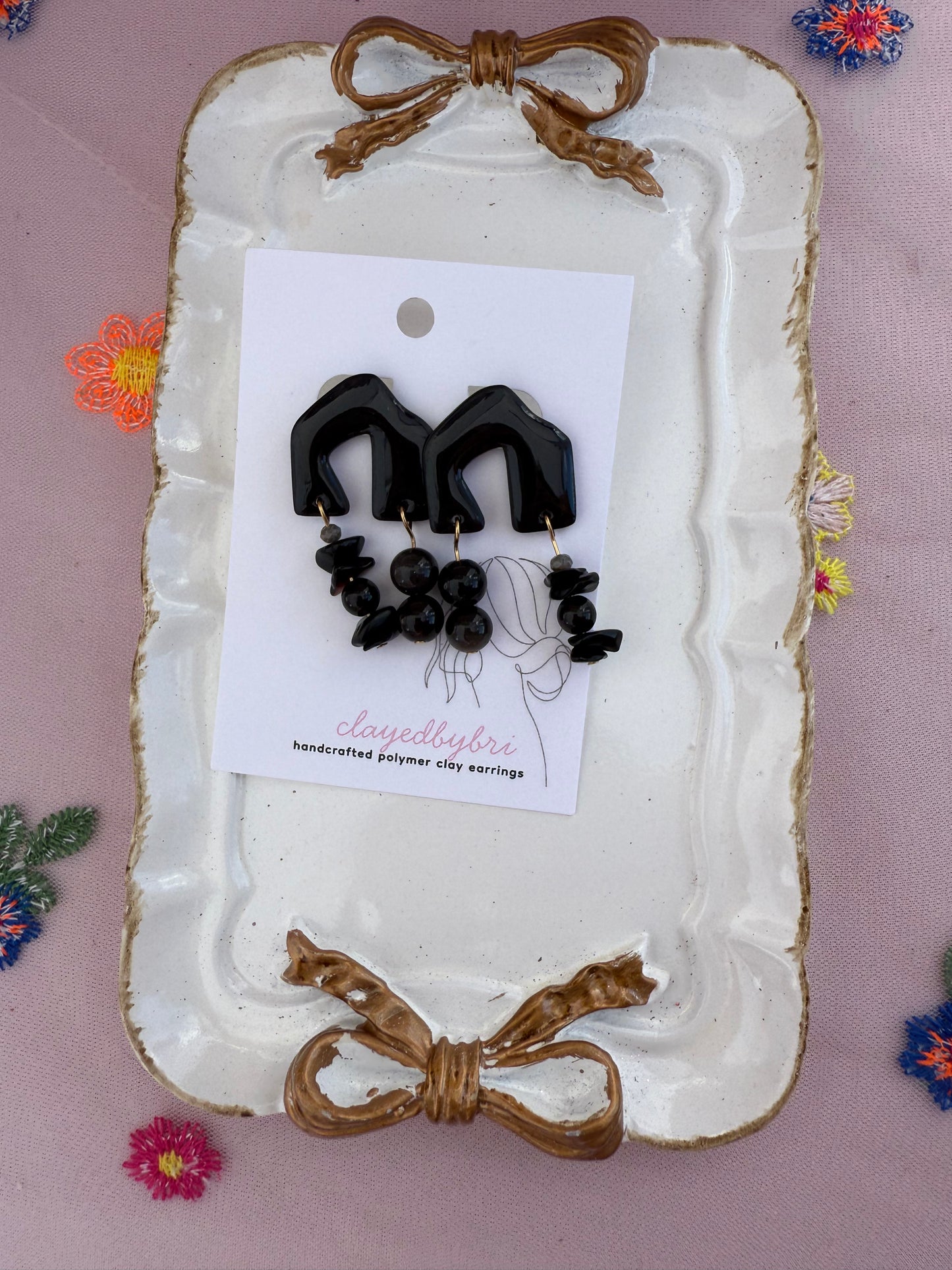 Black Arches with Black Beads/Rocks