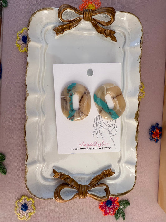 Marbled Oval Shaped Earrings