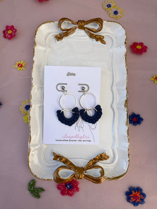 Dark Blue and Silver Dangle Earrings