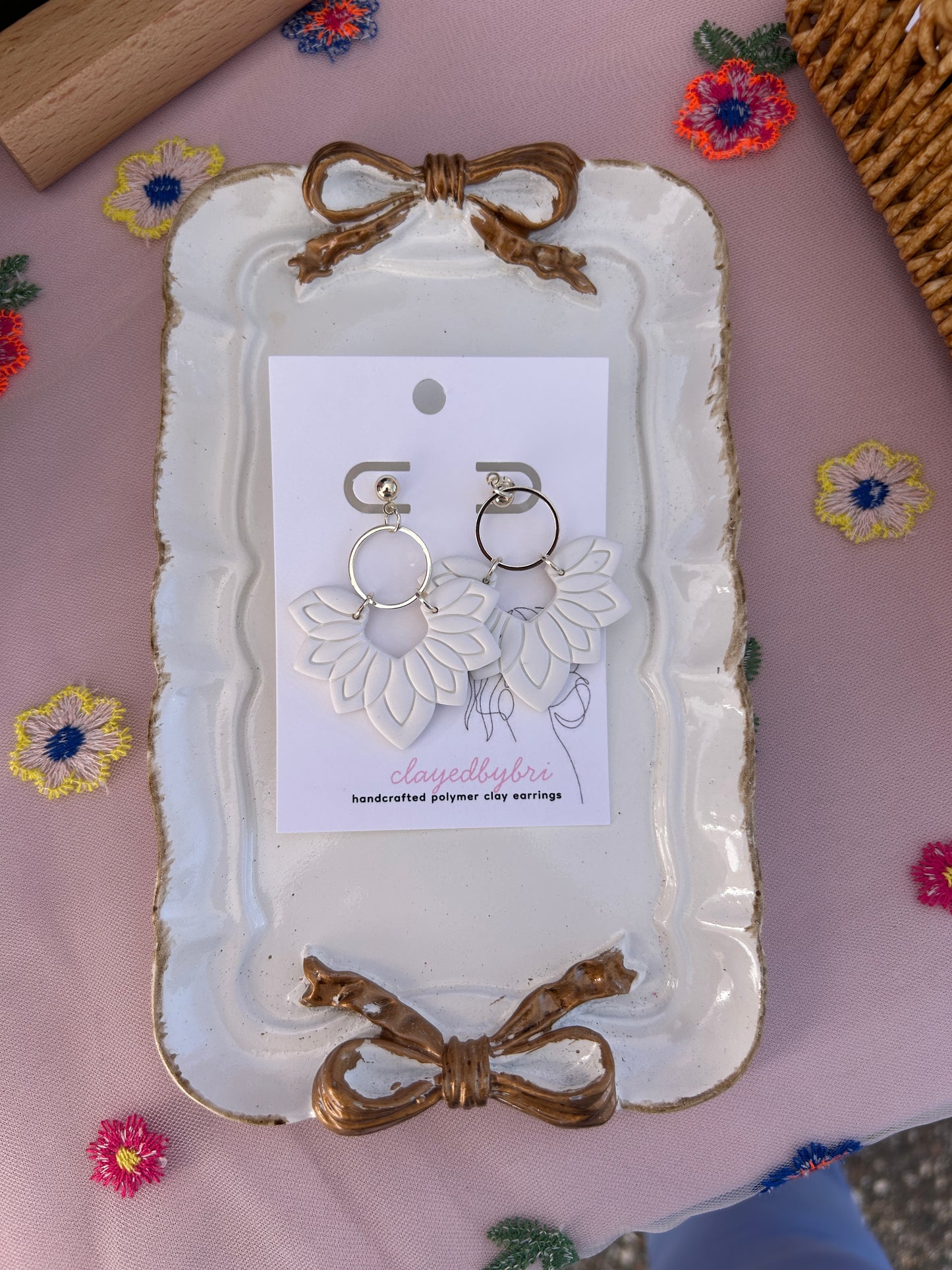 White and Silver Dangle Earrings