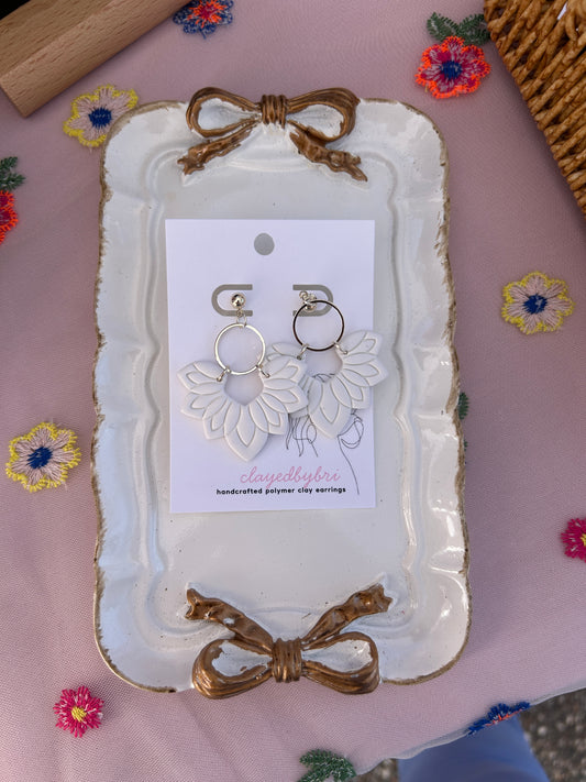 White and Silver Dangle Earrings