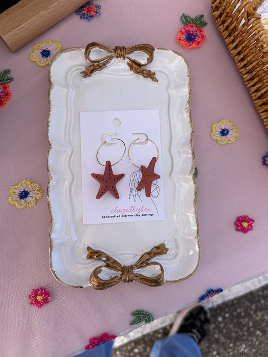 Reddish-Brown Starfish Hoops