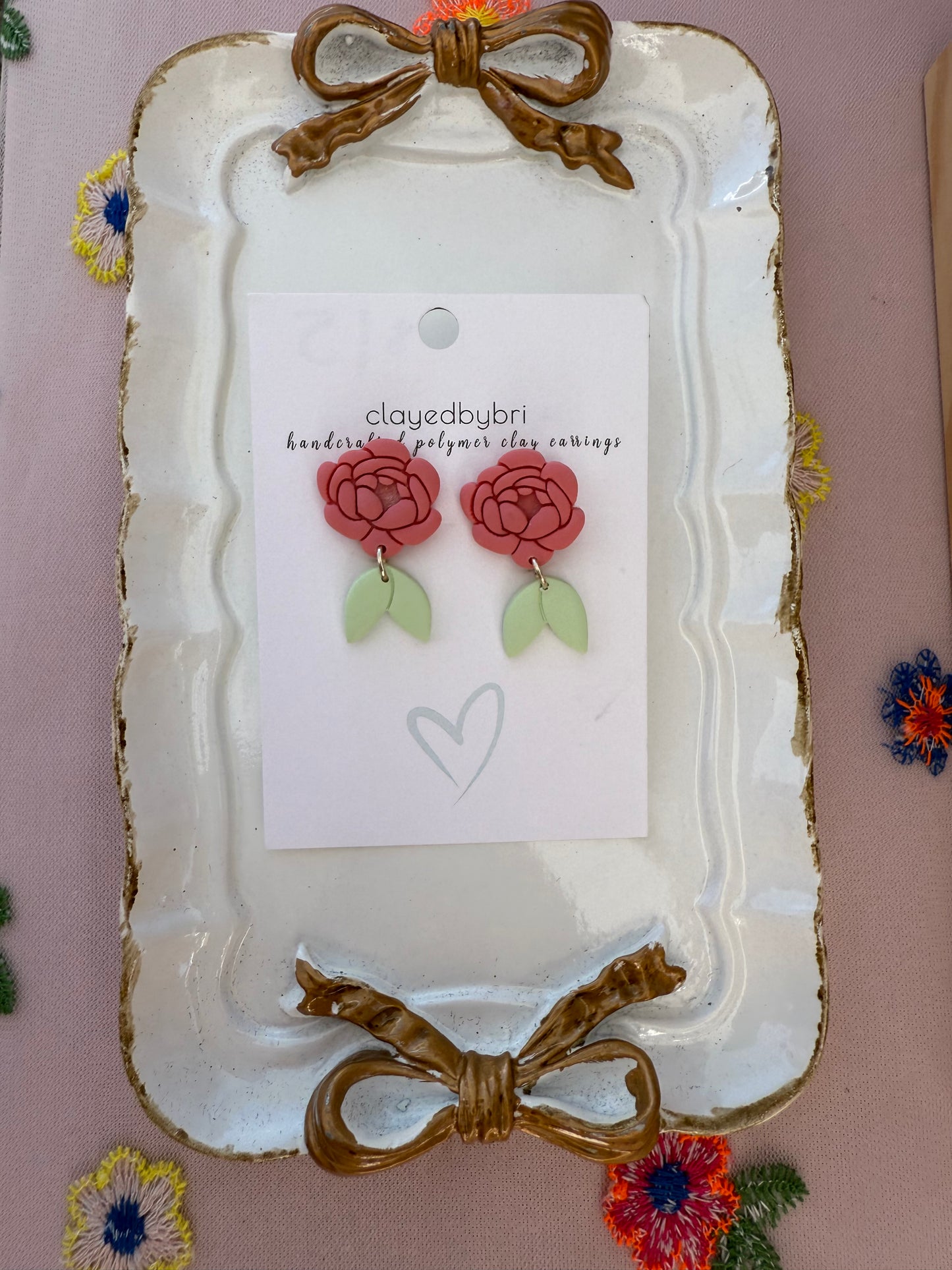 Dark Pink Rose Dangles