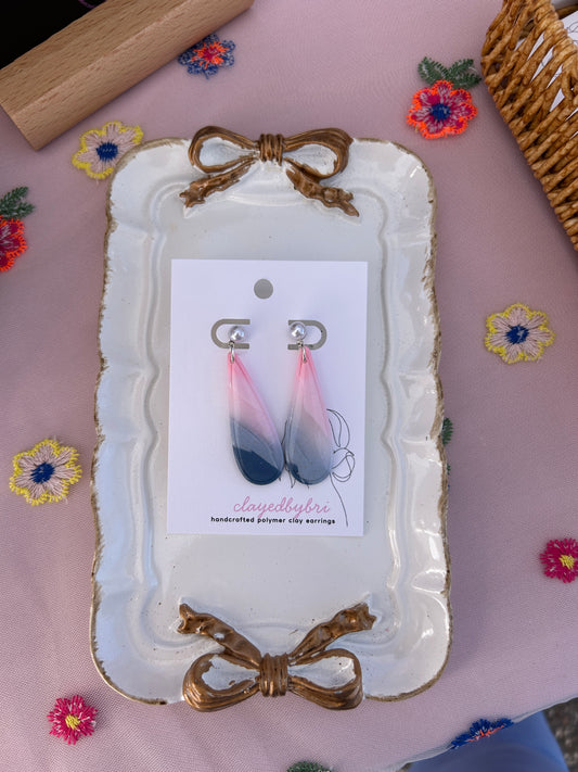 Blue and Pink Teardrop Earrings