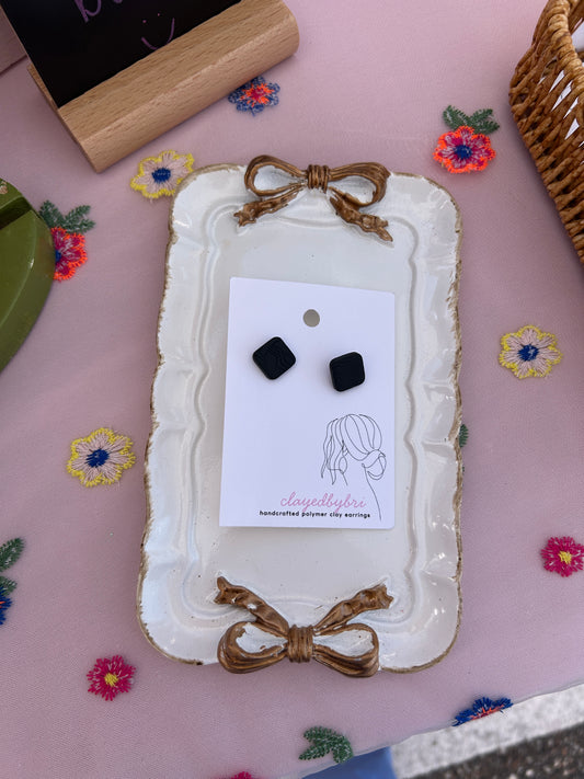 Black Square Patterned Studs