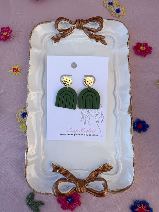 Gold & Green Small Arch Dangles