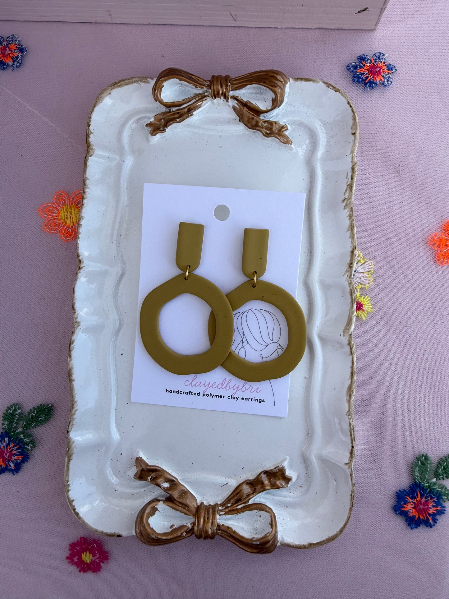 Burnt Yellow Round Dangles