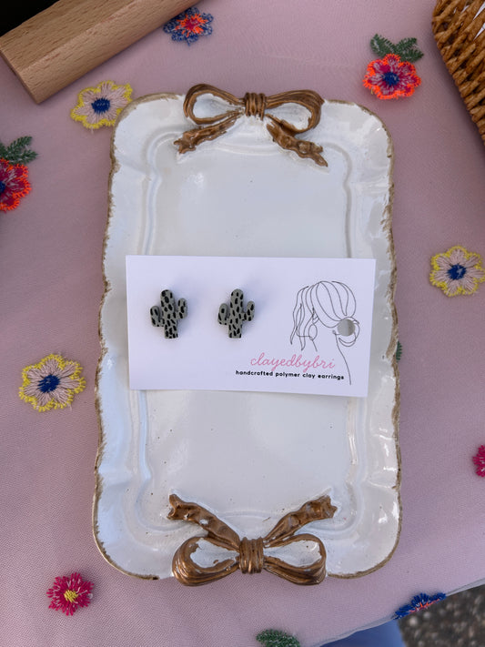 Light Blue & Black Cactus Stud Earrings